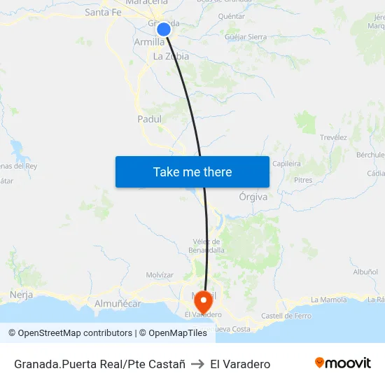 Granada.Puerta Real/Pte Castañ to El Varadero map