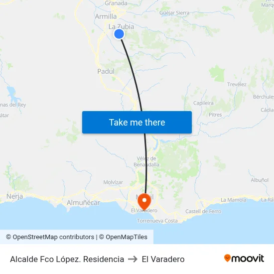 Alcalde Fco López. Residencia to El Varadero map