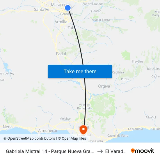 Gabriela Mistral 14 - Parque Nueva Granada to El Varadero map