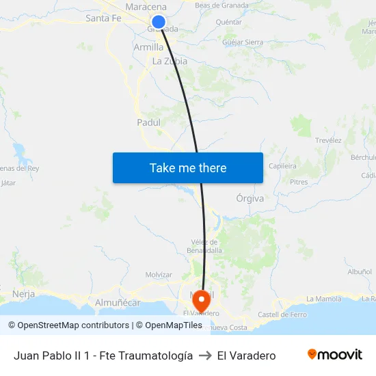 Juan Pablo II 1 - Fte Traumatología to El Varadero map