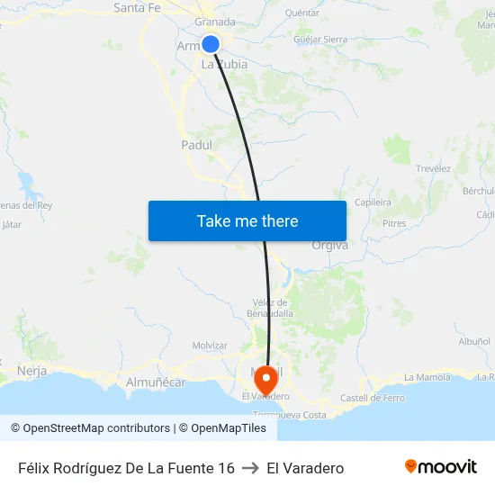 Félix Rodríguez De La Fuente 16 to El Varadero map