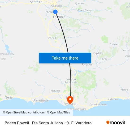 Baden Powell - Fte Santa Juliana to El Varadero map
