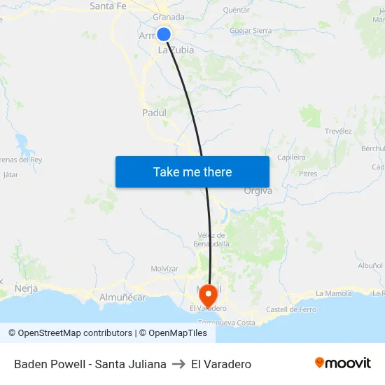 Baden Powell - Santa Juliana to El Varadero map