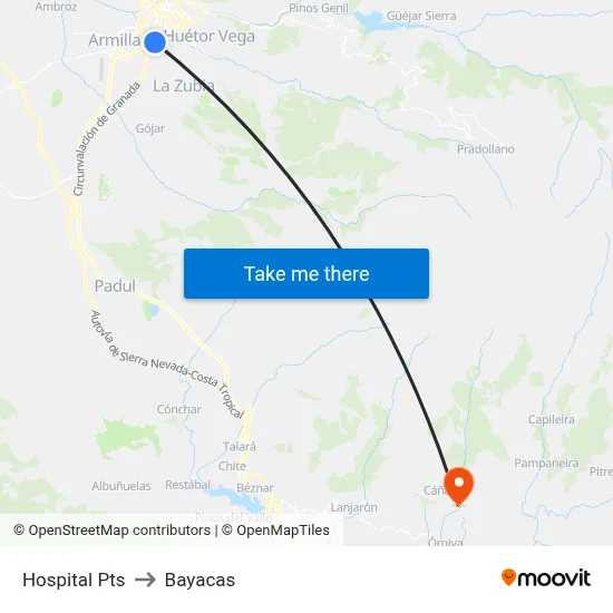 Hospital Pts to Bayacas map
