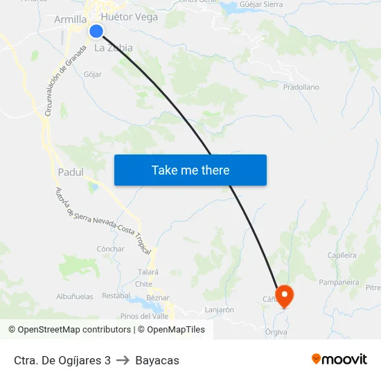 Ctra. De Ogíjares 3 to Bayacas map