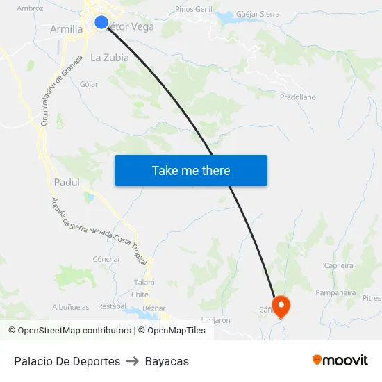 Palacio De Deportes to Bayacas map
