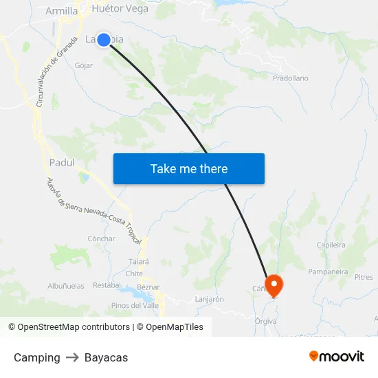 Camping to Bayacas map