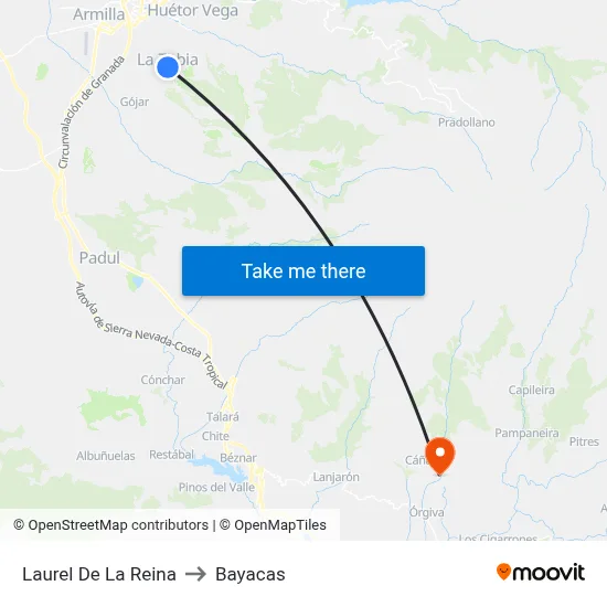 Laurel De La Reina to Bayacas map