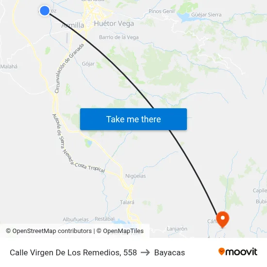 Calle Virgen De Los Remedios, 558 to Bayacas map