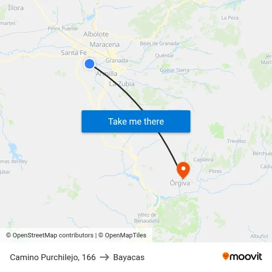 Camino Purchilejo, 166 to Bayacas map