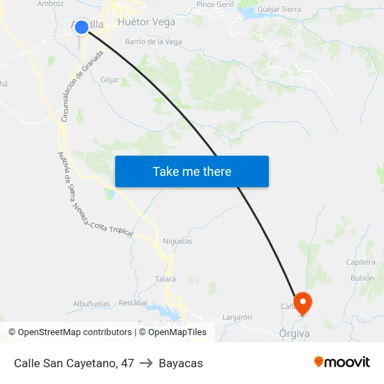 Calle San Cayetano, 47 to Bayacas map