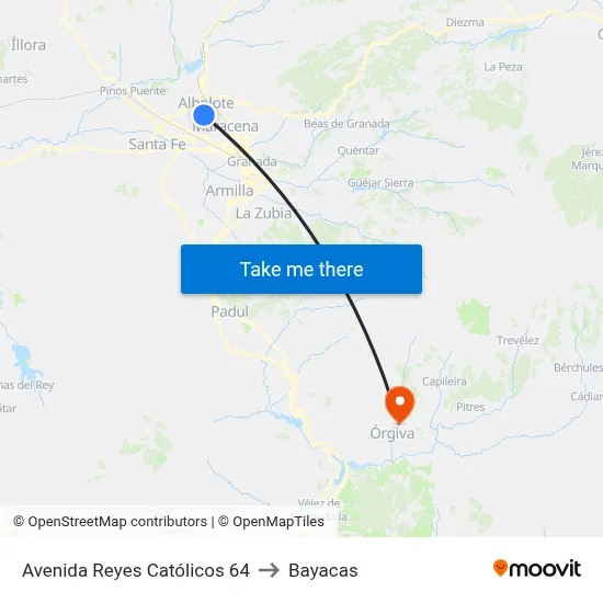 Avenida Reyes Católicos 64 to Bayacas map