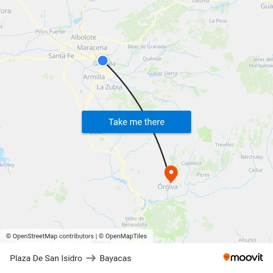 Plaza De San Isidro to Bayacas map