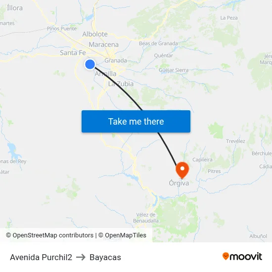 Avenida Purchil2 to Bayacas map