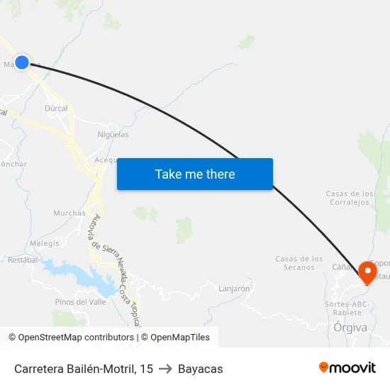 Carretera Bailén-Motril, 15 to Bayacas map
