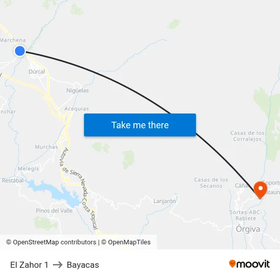 El Zahor 1 to Bayacas map