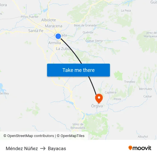 Méndez Núñez to Bayacas map