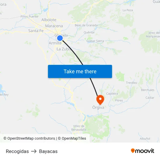 Recogidas to Bayacas map