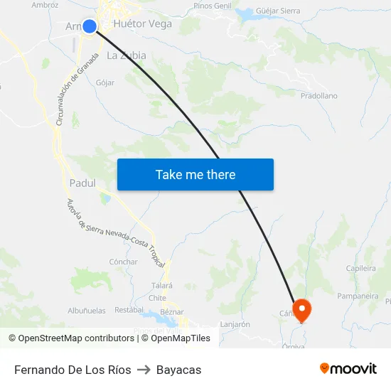 Fernando De Los Ríos to Bayacas map