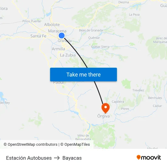Estación Autobuses to Bayacas map