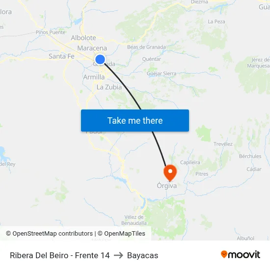 Ribera Del Beiro - Frente 14 to Bayacas map