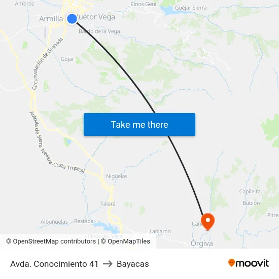 Avda. Conocimiento 41 to Bayacas map