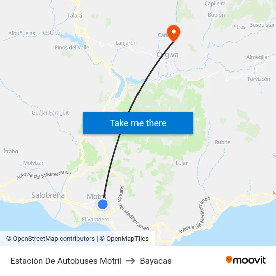 Estación De Autobuses Motríl to Bayacas map