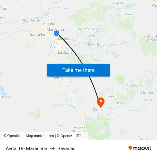 Avda. De Maracena to Bayacas map