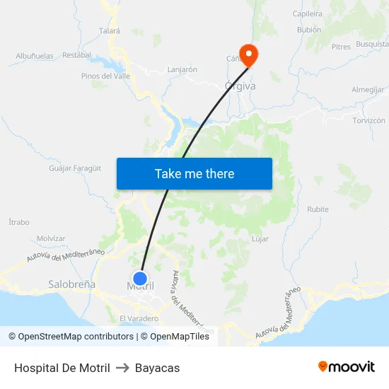 Hospital De Motril to Bayacas map