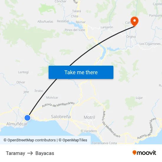 Taramay to Bayacas map