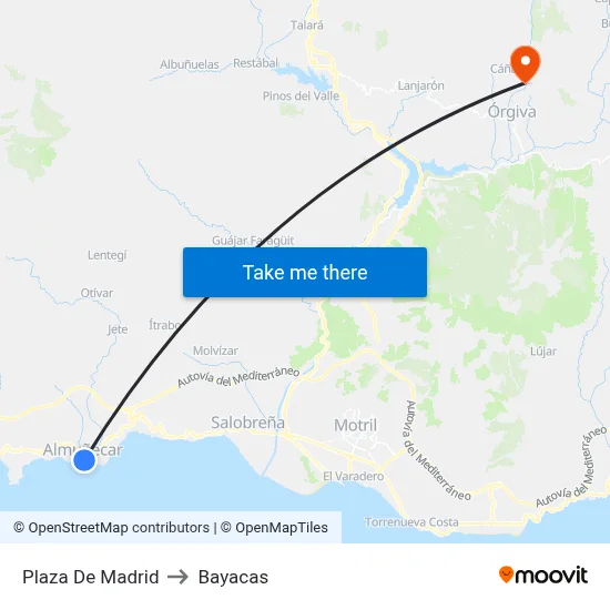 Plaza De Madrid to Bayacas map