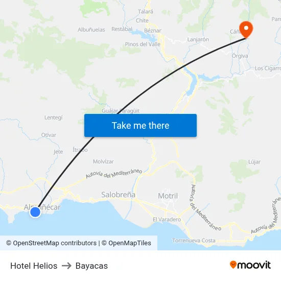 Hotel Helios to Bayacas map