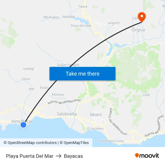 Playa Puerta Del Mar to Bayacas map