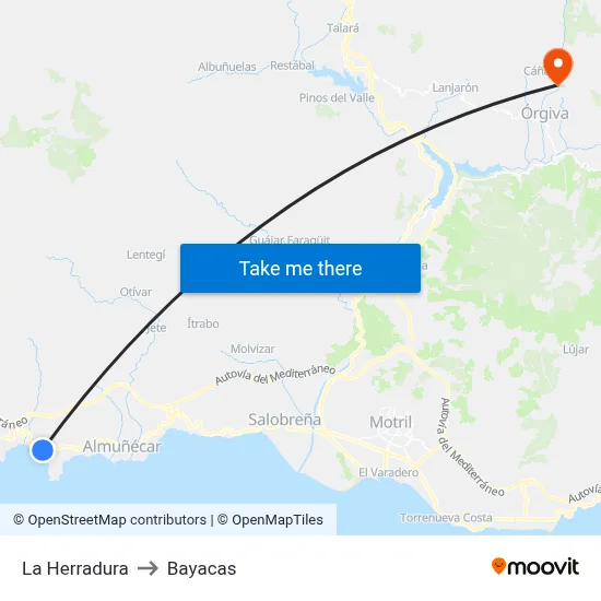 La Herradura to Bayacas map