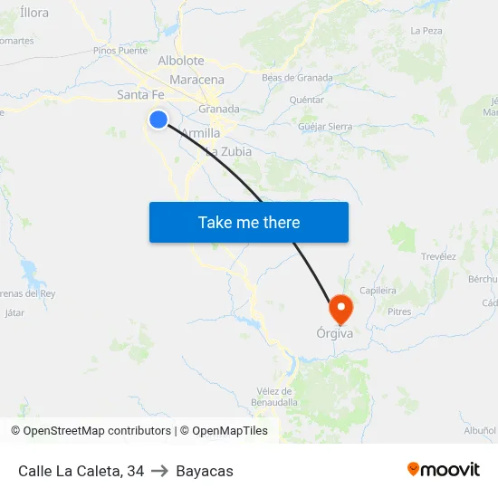 Calle La Caleta, 34 to Bayacas map