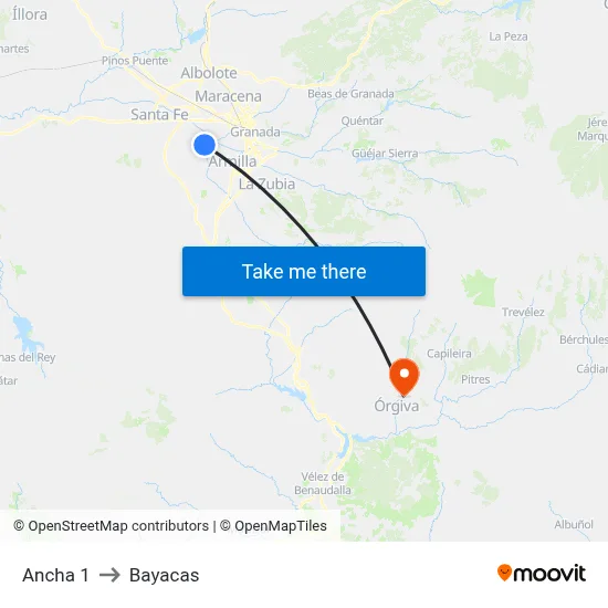 Ancha 1 to Bayacas map