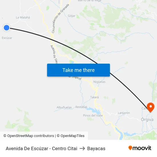 Avenida De Escúzar - Centro Citai to Bayacas map