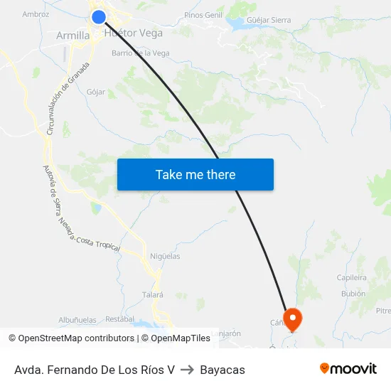 Avda. Fernando De Los Ríos V to Bayacas map