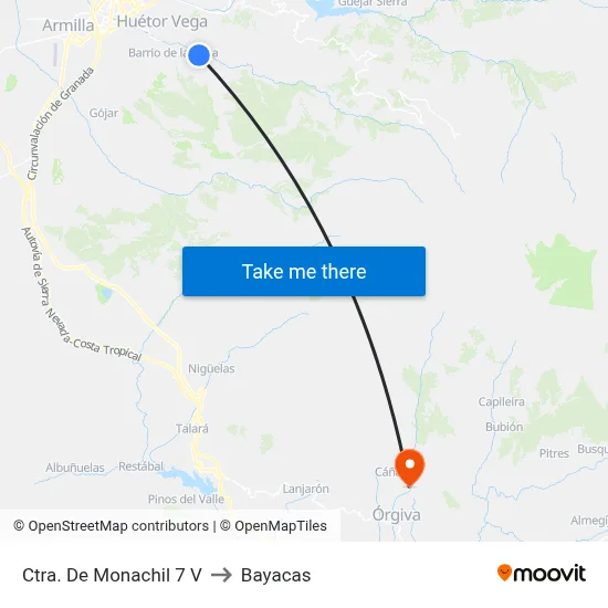 Ctra. De Monachil 7 V to Bayacas map