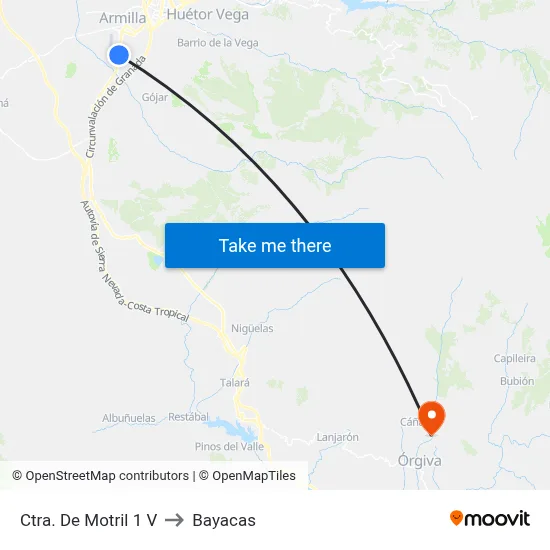 Ctra. De Motril 1 V to Bayacas map