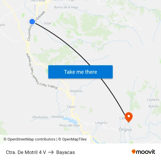 Ctra. De Motril 4 V to Bayacas map