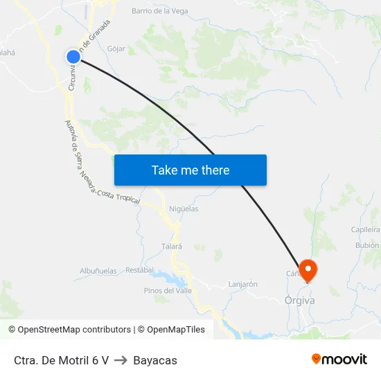 Ctra. De Motril 6 V to Bayacas map