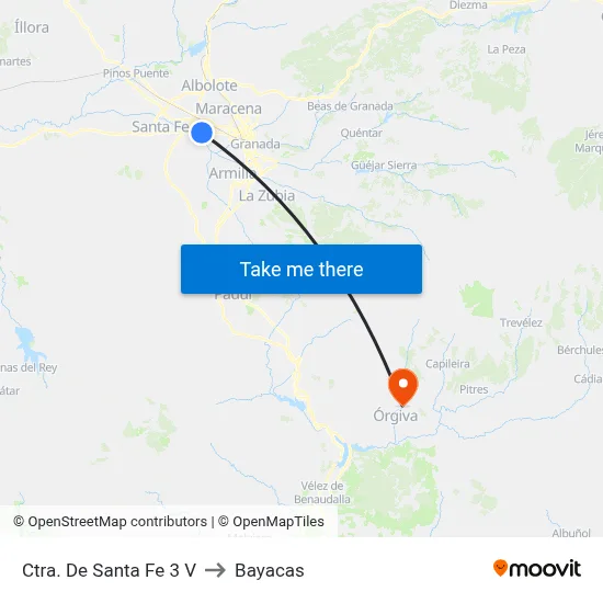 Ctra. De Santa Fe 3 V to Bayacas map
