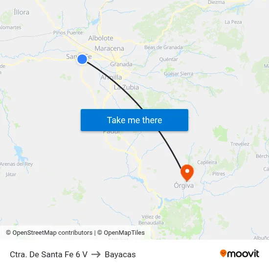 Ctra. De Santa Fe 6 V to Bayacas map