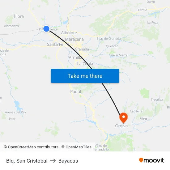 Blq. San Cristóbal to Bayacas map