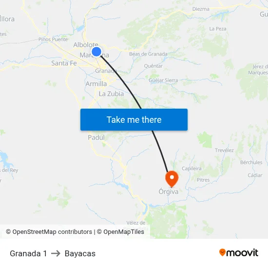 Granada 1 to Bayacas map