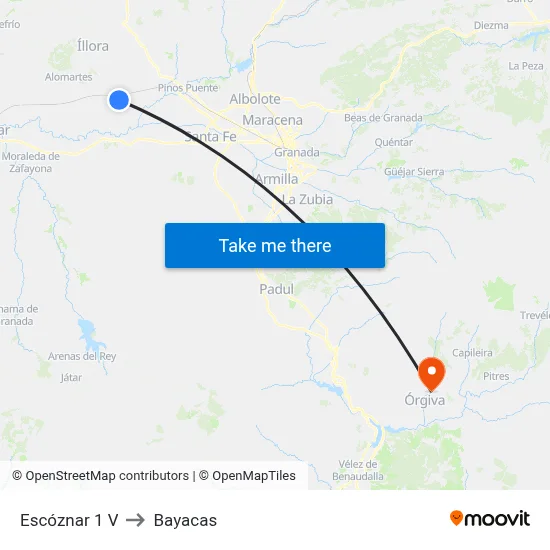 Escóznar 1 V to Bayacas map