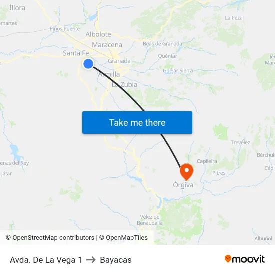 Avda. De La Vega 1 to Bayacas map