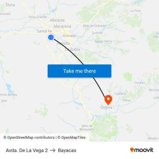 Avda. De La Vega 2 to Bayacas map