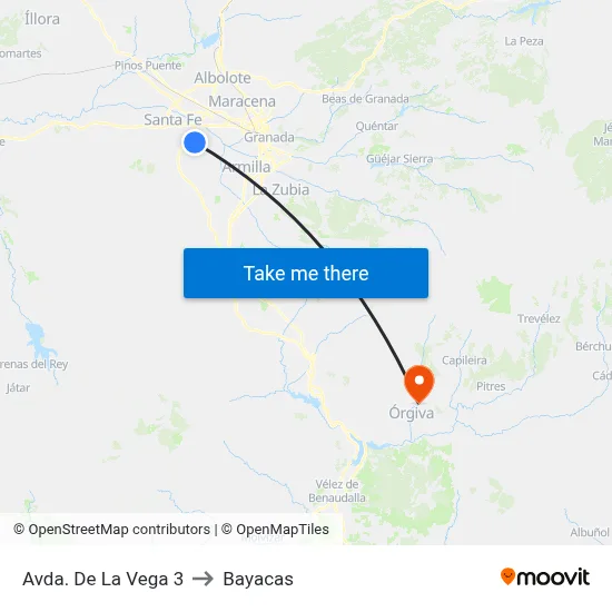 Avda. De La Vega 3 to Bayacas map